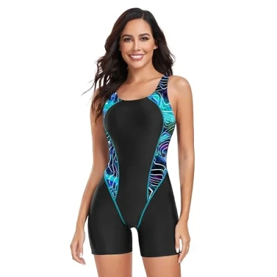 Image de BEACHKINI Maillot De Bain Femme Une Pièce Dos Ouvert Compétitif,Bleu Lac,EU 52