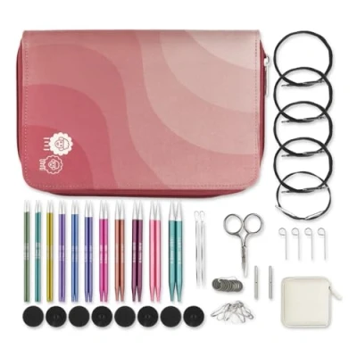 Image de KnitPro Ensemble d&#039;aiguilles interchangeables ZingPaires d&#039;épingles à tricoter circulaires 11x13 cm avec accessoires Zing Regal,code couleur pour débutants, professionnels et coffret cadeau