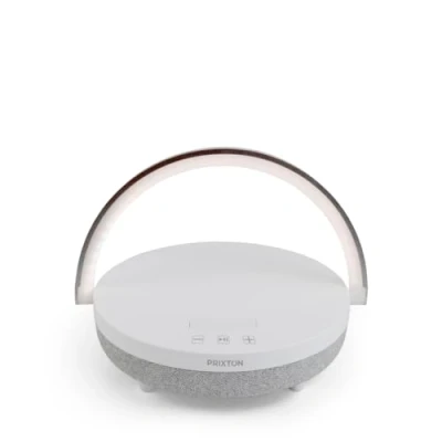 Image de Prixton Enceinte connectée Speaker Light Lampe LED Multifonction sans Fil Chargeur d&#039;enceinte Bluetooth Contrôle Tactile de l&#039;enceinte 3 Niveaux d&#039;éclairage graduables (Blanc)