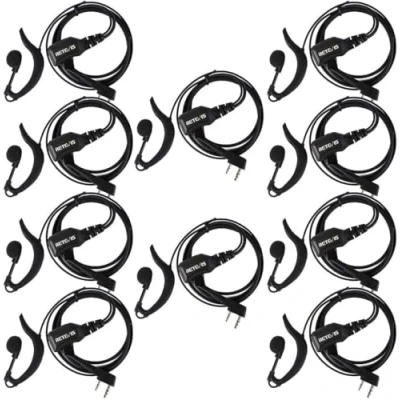Image de Retevis R111 Talkie Walkie Oreillette Type G 2 Broches Écouteur Volume Réglable Casque Compatible avec RT24 RT27 RT22 RT21 RT7 Baofeng BF 888s Sunreal Kenwood TYT OCDAY (10 Pcs)
