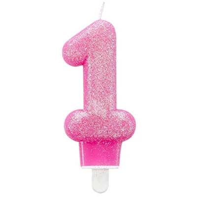 Image de amscan Bougie numérotée à Paillettes pour gâteaux, 10203656, Rose