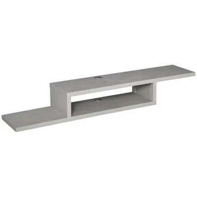 Image de HOMCOM Meuble TV Mural Flottant Suspendu Support étagère Murale Flottante Niche, Passe Fils Gris
