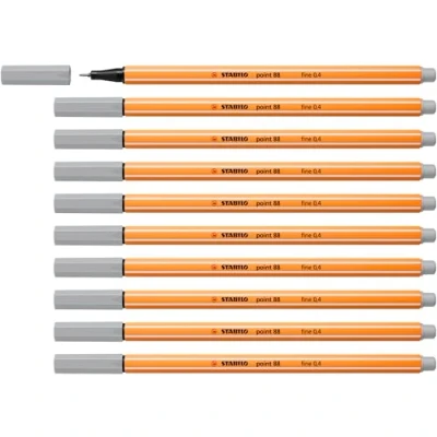 Image de Stylo feutre pointe fine STABILO point 88 Lot x 10 stylos feutres Gris clair (88/94)