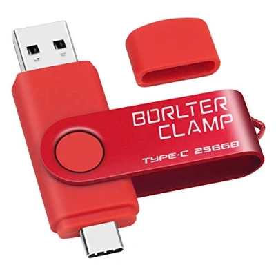 Image de Clé USB Type C 256 Go, BorlterClamp Mémoire Stick Double Connecteur 3.0 U Disque Flash Drive pour Smartphone Android Samsung S10/S9/S8, Huawei Honor, LG, Tablette et Ordinateur (Rouge)