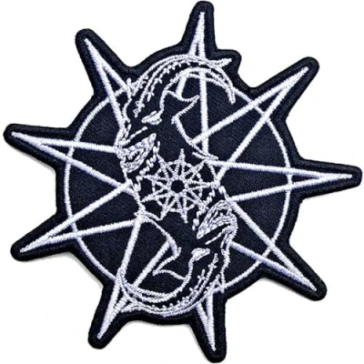 Image de Rock Off officially licensed products Slipknot Patch Goat Star Band Logo Nouveau Officiel Noir Embroidered Woven Iron Size Accessory