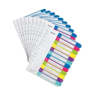 Image de Leitz WOW Lot de 10 Pochettes 12 Intercalaires Imprimable Format A4