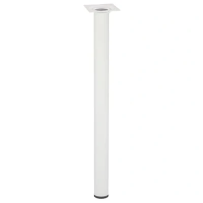 Image de Wagner 12164001 Pied de Meuble Classique rétro Ø 30 x 400 mm Plaque Fixation intégrée 60 Filetage intérieur 10 Acier revêtu par pulvérisation Blanc