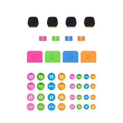 Image de RØDE Colors 3 est un ensemble de quatre filtres à air colorés, anneaux d&#039;identification câbles, étiquettes et d&#039;autocollants pour RODE Wireless GO, GO II Lavalier II.
