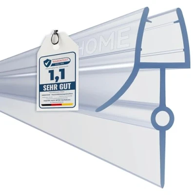 Image de HNNHOME  Joint d&#039;étanchéité en caoutchouc plastique transparent d’une longueur de 870 mm pour bas porte douche verre arrondie/droite 4 à 6 mm d&#039;épaisseur avec écart 16 22 mm.