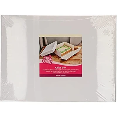 Image de FunCakes Cake Box Blanc : Boîte à gâteaux rectangulaire, Couvercle séparé, Convient aux décorés, 40x30x15 cm, 25 pièces
