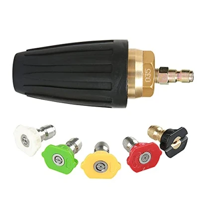 Image de CENPEK buse turbo rotative, 1,8 GPM 3000 PSI 035 pour nettoyeur haute pression, rotative de 6,35 mm, connexion rapide, ensemble d&#039;accessoires pression