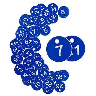 Image de Plaques d&#039;identification en plastique Numéro gravé pour des clés sans porte (1 50, bleu)