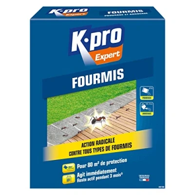 Image de K.PRO Expert Granulés Anti Fourmis Elimine Tous Types de Agit Immédiatement par Contact Reste Actif 3 Mois En Sachet Doses Technique Professionnelle 400g 80m² Protection