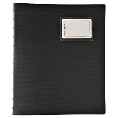 Image de Exacompta Réf. 86434E 1 Protège documents Exactive amovible à anneaux avec 40 pochettes détachables 80 vues 5 intercalaires couleur porte étiquette pour A4 couverture rigide noire