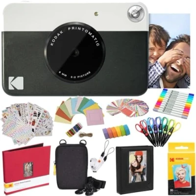Image de KODAK Printomatic Appareil Photo instantané (Noir) Forfait Tout en Un Papier Zink (20 Feuilles) et Bien Plus Encore