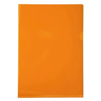 Image de Exacompta Réf. 661245E Boîte de 100 pochettes coin lisse en PVC semi rigide 13/100ème Format à classer A4 Avec encoche pour facilité l&#039;ouverture Coloris orange