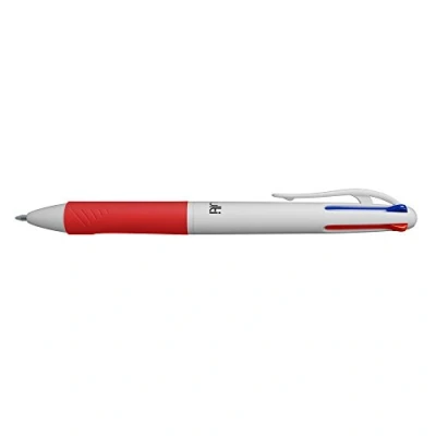 Image de Osama, 4 Multi Stylo Couleur, 1 Pièce Bille 0,1 mm Pointe Fine à Déclic en Caoutchouc avec Encre Noire, Bleue, Rouge et Verte Couleur pour Papeterie, Fourniture Scolaire Bureau
