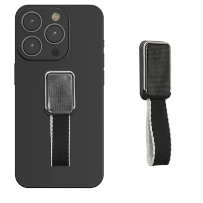 Image de kwmobile Support autoadhésif pour Smartphone Accessoire Doigt téléphone Portable Sangle de magnétique avec Stand Noir