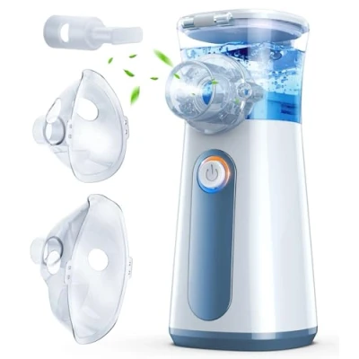 Image de Nebulisateur Inhalateur Pour Enfants Silencieuse Aerosol Medical, Le Taux d’Atomisation est Réglable Nébuliseur Portable Aérosol Bebe 10ml Rechargeable USB C (Gris)