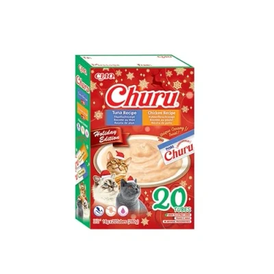 Image de INABA Ciao Holiday Box Dashi Delights 10 Churu au Poulet Thon Riche en protéines Nourriture pour Chat Topping Ingrédients naturels Délicieux et Sain Pâtée