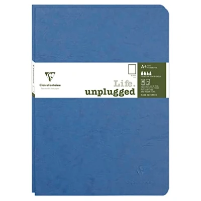 Image de Clairefontaine 733084C Collection Age Bag Lot de 2 Cahiers Agrafés Duo Bleu A4 21x29,7 cm 96 Pages Unies Blanches Papier 90 g Couverture Carte Lustrée Grain Cuir