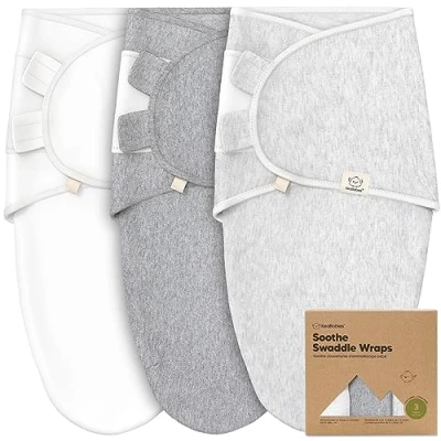 Image de KeaBabies Sacs de Sommeil Bio pour bébé 3 Paquets Langes Nouveau né 6 Mois Sac Ergonomique Lange Couchage (Cloud, L)