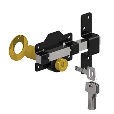 Image de Gatemate Double verrouillage de porte avec long verrou pour portes et portails 70 mm d&#039;épaisseur en acier inoxydable 5 clés