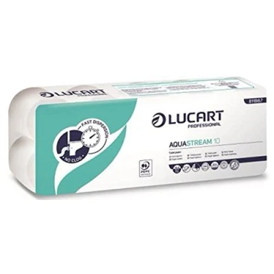 Image de 120 Rouleaux Papier Toilette LUCART aquastream, 2 plis, 200 feuilles par rouleau, 811b67