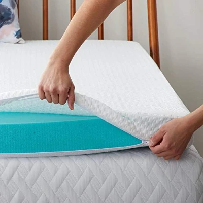 Image de LUCID Housse de surmatelas Doux et Respirant Lavable en Machine Antidérapant (surmatelas non Inclus) Lit Simple (90 x 190 cm) 7,5 cm