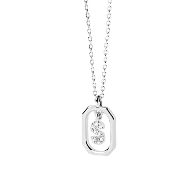 Image de PDPaola Collier en forme de lettre avec pendentif mini S Argenté, Onesize, Argent sterling, Zircone cubique