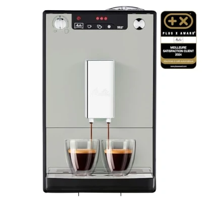 Image de Melitta Solo Sandy Grey, Machine à Café Grains avec Broyeur et Système d&#039;Extraction des Arômes, Affichage LED, Mode 1 2 Tasses, Expresso, Automatique, E950 777, 1400W
