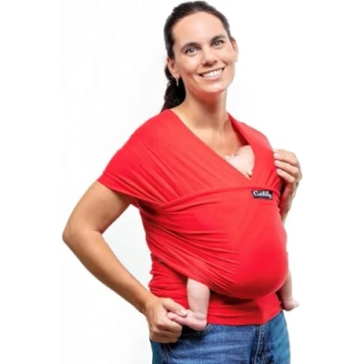 Image de CuddleBug Écharpe de Portage Facile à Enfiler Porte Bébé Naissance Multifonctionnel Pour les Bébés Jusqu’à 16 Kg Sling Mains Libres Couverture (Rouge/Red)
