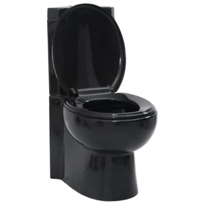 Image de vidaXL Cuvette WC Céramique Noir Abattant Fermeture en Douceur Toilette