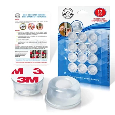 Image de Arret de Porte Butee Interieur Stop Auto Adhesive Lot 12 Arrêt en Caoutchouc Protection Poignee Butoir Transparents (12)