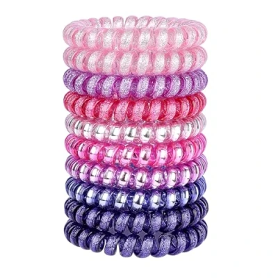 Image de JessLab Élastiques à Cheveux en Spirale, 10Pcs Sans Trace Hair Ties Plastique Bobines de Queues Cheval Supports No Damage Accessoires pour Filles Femmes, Couleurs Assorties (#37)