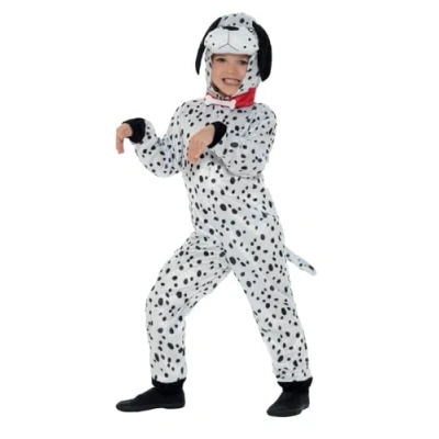 Image de Smiffys Costume dalmatien, noir et blanc, avec combinaison à capuche queue