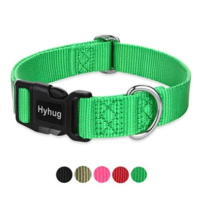 Image de Collier de Base Classique Solide Couleur pour Chiens Grande Taille, Ajustement Conception Unique.(Grand Modèle L, Citron Vert)