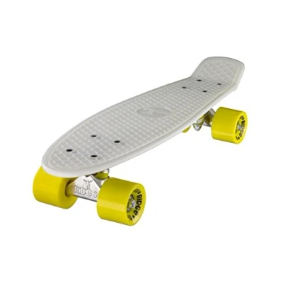 Image de Ridge Glow In The Dark Retro Style Skateboard complet avec ABEC 7 roulements Blanc/Jaune 56 cm