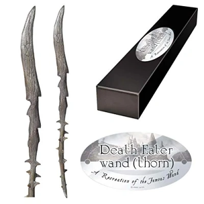 Image de The Noble Collection Death Eater Thorn Character Wand 14in (34.5cm) Wizarding World with Name Tag Harry Potter Film Set Movie Props Wands