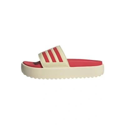 Image de adidas Femme Adilette Platform Slides TOBOGGANS, Warm Vanilla/Semi Lucid Red/Semi Red, 42 EU