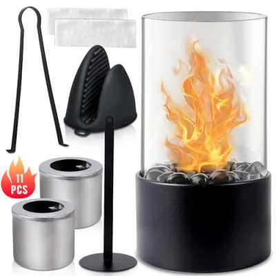 Image de MOYKSRR Cheminée de Table Bio Éthanol, avec Chambre Combustion, Combustion Plus Longue, Portable Feu pour Extérieur et Intérieur,Balcon,Terrasse,Appartement,Jardin