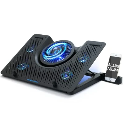 Image de EMPIRE GAMING Turboost Refroidisseur PC Ordinateur Portable Gamer en Aluminium 5 Ventilateurs Support ventilé 12 à 17 Pouces