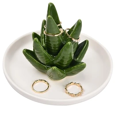 Image de Wisebom Support pour bague Cactus, Porte Cactus Organisateur, Bagues Aloe Boucles D&#039;oreilles Bracelets Colliers (Vert)