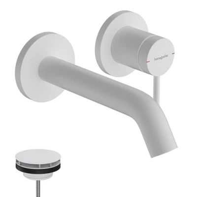Image de hansgrohe Tecturis S Mitigeur lavabo encastré avec garniture de vidage, Robinet salle bain longueur sous bec 16,5 cm, économie d&#039;eau (EcoSmart+), Blanc mat, 73350700