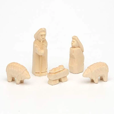 Image de Dekohelden24 Lot de 5 Figurines en Bois sculptées à la Main Dimensions (L x l H) : 1,6 2,6 5,5 cm.
