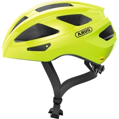 Image de ABUS Casque de vélo course Macator MIPS pour débutants avec visière adapté aux porteurs tresses hommes et femmes Jaune, taille L