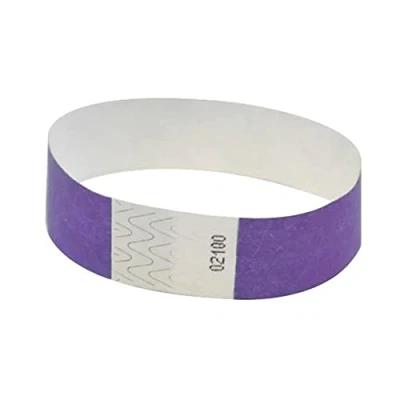 Image de Fun Fan Line 200 unités Bracelets d&#039;identification 19 mm de large en papier tyvek. contrôle numérotés. Non transférable et résistant à l&#039;eau. (Violet)