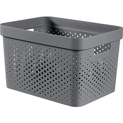 Image de CURVER Panier de Rangement Infinity 17L Recyclé Multiusage, Empilable et Emboîtable 35,5 x 26,2 21,9 cm Gris Anthracite