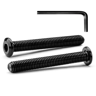 Image de M6 x 55mm 20Pcs Tête Plate Vis D&#039;assemblage à Six Pans Creux, Plate, Acier Inoxydable A2 V2A, Boulons de Meubles, Filetage Complet, Oxyde Noir (Avec Clé Hexagonale)