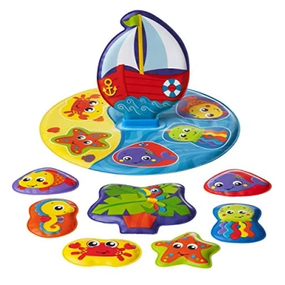 Image de Playgro Puzzle de Bain, 9 Pièces, Avec des Animaux Multicolores, À partir 6 Mois, Sans BPA, Dimensions : 25 x cm, Floaty Boat Bath Puzzle, Multicolore, 40172